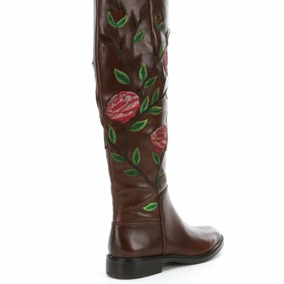 Gianni Bini Leather Knee High Embroided Boots - Picture 1 of 2